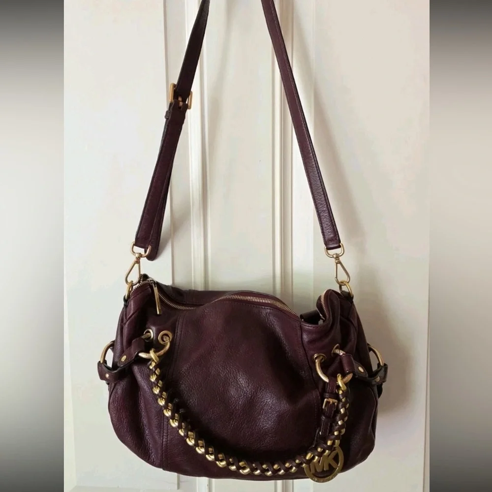 Michael Kors Burgundy Leather Shoulder Bag